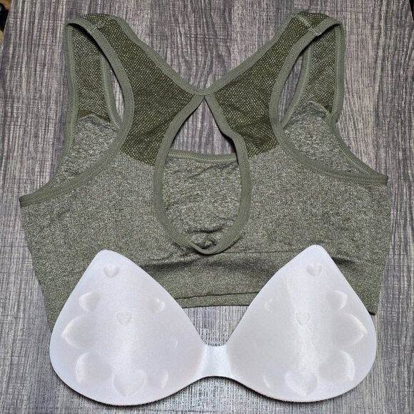 Padded Seamless Sports Bra Yoga Top Comfy Crop Athletic Gym CutoutBack Brand New - Picture 4 of 4